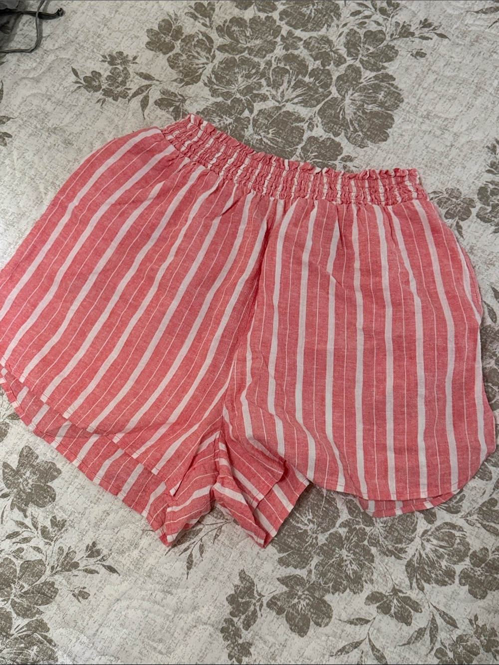 Aerie Striped Coral Elastic-Waist Shorts